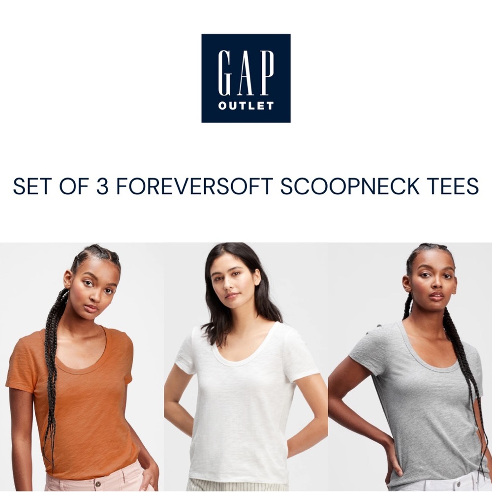 GAP ForeverSoft Scoopneck Tee (SET OF 3 - NEUTRALS SET)